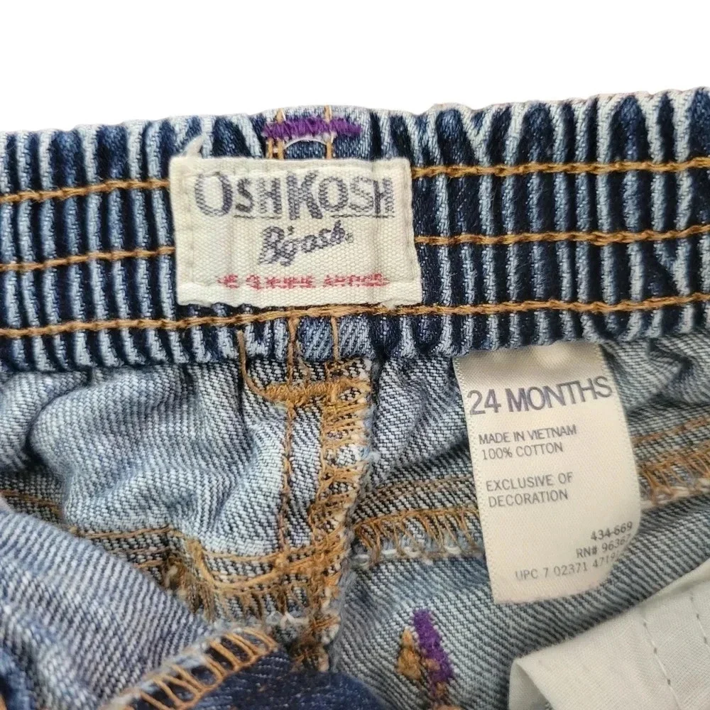 OshKosh Cotton Denim Embroidered Jeans Toddler Girl 24mo Cottagecore Boho